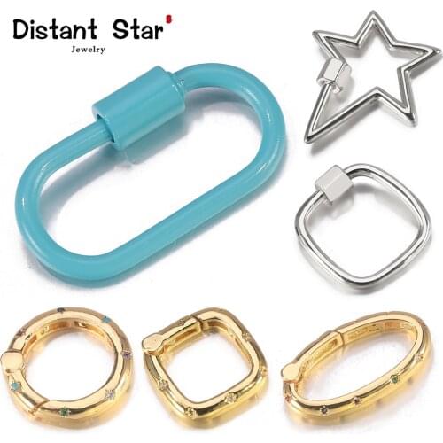 Distant DIY Jewelry Making Clasps Enamel Oval Shaped Spiral Lock Clasps Carabiner Smooth Copper Clasp Necklace Bracelet Making