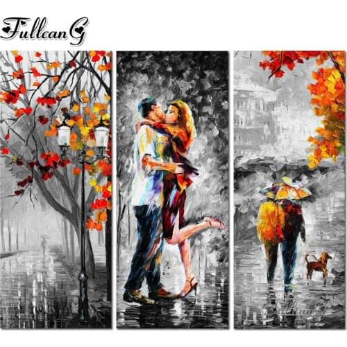FULLCANG Retro Abstract rainy lovers mosaic 5d diy diamond painting cross stitch full drill rhinestone embroidery kits FG0097