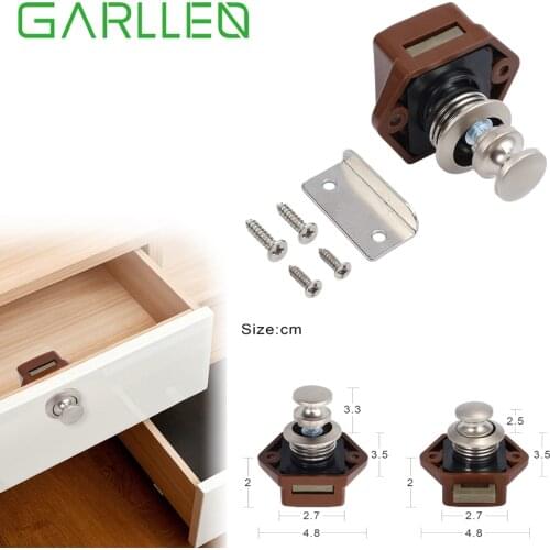 GARLLEN Pearl Nickel Push Lock Button Door Catch Lock Latch Knob for 15mm-27mm Door/Draw Boat Drawer Cupboard Cabinet Door