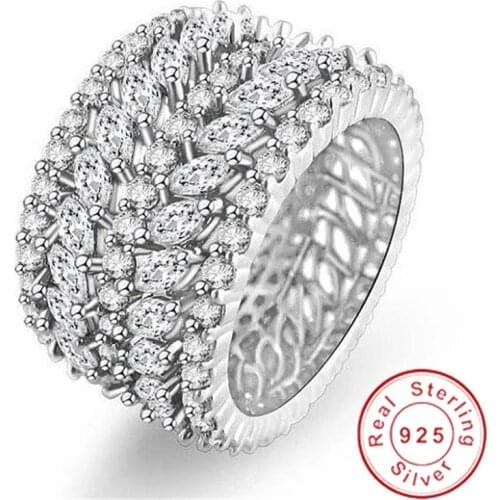 Big Hollow Flower Lab Diamond cz Ring 925 sterling silver Engagement Wedding band Rings for Women Bridal Anniversary Jewelry