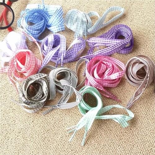 Gootrades 1PAIR Fashion 110CM Silk Ribbon Grid England Scottish Motif Flat Canvas Athletic Shoelace Sport Shoe Laces Strings
