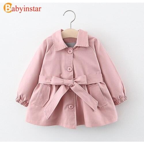 Babyinstar Fashion 2020 New Girls Trench Coat Big Bow Spring Autumn Long Sleeve Childrens Clothing Casual Kids Jacket Outwear