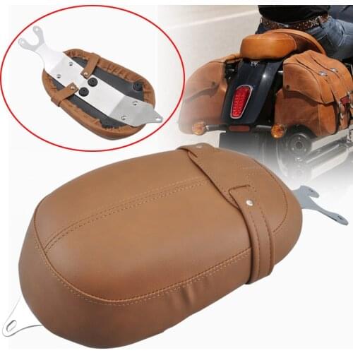 Motorcycle Brown Leather Rear Passenger Seat Pad Fender Pillion Saddle For Indian Scout, Scout Sixty Models