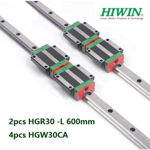 2pcs origial Hiwin rail HGR30 -L 600mm linear guide + 4pcs HGW30CA HGW30CC flange carriage blocks for cnc router