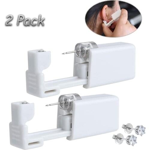 2pcs Ear Piercing Gun Kit Disposable Disinfect Safety Earring Piercer Machine Studs Nose Clip Body Jewelry Piercing Tool Guns