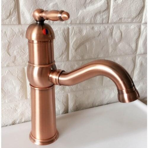 Swivel Spout Water Tap Antique Red Copper Single Handle Single Hole Kitchen Sink & Bathroom Faucet Basin Mixer Tap anf389