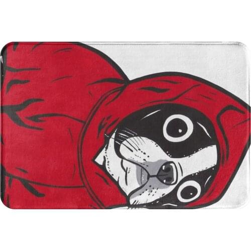 French Bulldog Pet Dog Lover Non-slip Doormat Boston Terrier In A Red Hoodie Bath Kitchen Mat Welcome Carpet Home Pattern Decor