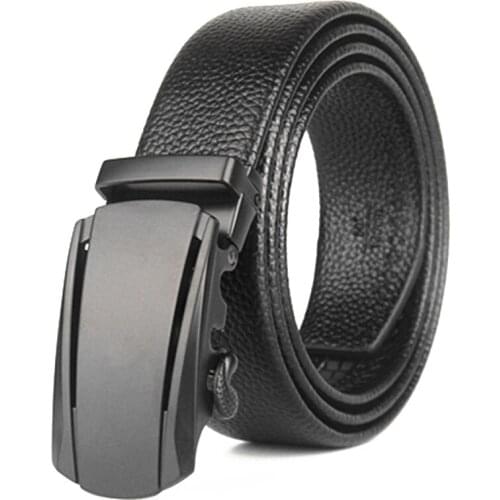 New Genuine Leather Belts For Men Luxury Designer Black Automatic Buckle Belt High Quality Cowskin Male Waistband Jeans Man Belt