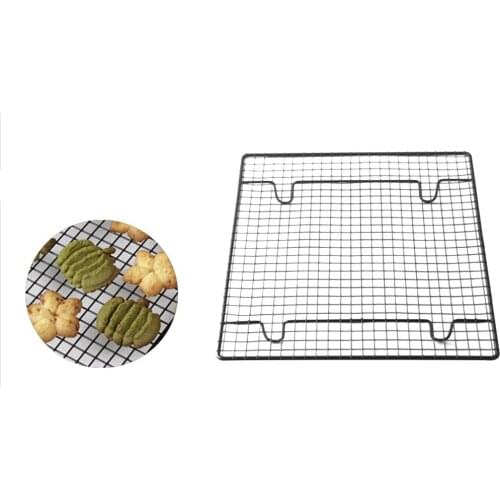 Carbon Steel Wire Grid Cool Rack BBQ Cake Cooling Shelf Safe Oven Kitchen Baking Tools