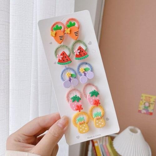 10pcs Cute Cartoon Animal Elastic Hair Bands Woolen Thumb Band Little Girl Hair Ties Don't Hurt Flower Hair Rope Gum Accessories