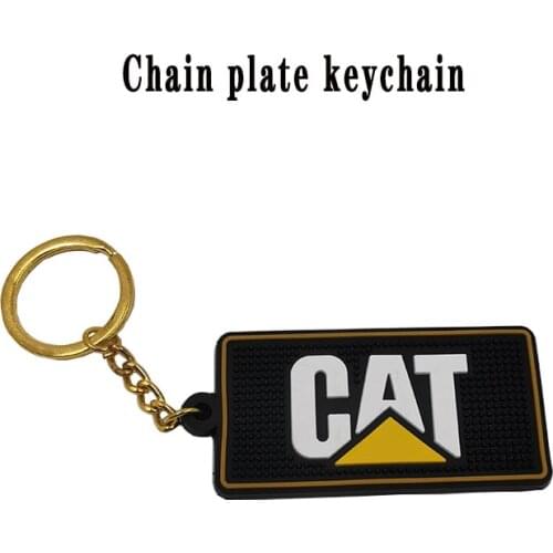Rubber rectangular chain plate keychain excavator chain plate keychain, yellow pendant made in China
