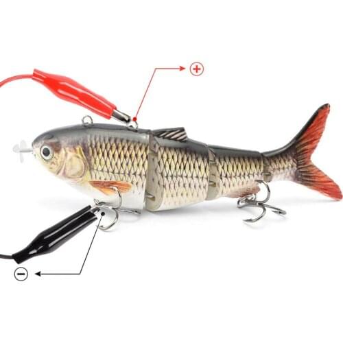 Robotic Fishing Lure LED Light Electric Lure Wobblers USB Rechargeable 4 Segments Fishing Lures Auto Swimming Swimbait Crankbait