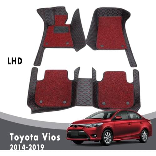 Double Layer Wire Loop Car Floor Mats Carpets For Toyota Vios Yaris 2019 2018 2017 2016 2015 2014 Auto Interior Styling Custom