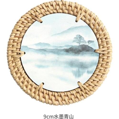 Rattan woven heat insulation pad hand-woven autumn rattan coaster pot cup holder table hot pad