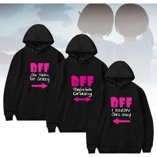 Bff hoodies Women Best Friends Graphic Hoodie Casual Outwear BFF Matching Friends Hooded Unisex Sport Sweatshirt Pullover Tops