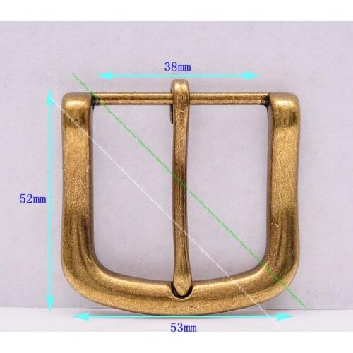 Vintage Brass Plated Metal Alloy Belt Pin Buckles Clip for Men Classic Jeans Belt Accessory DIY Leather Craft Belt Fit 1 1/2"
