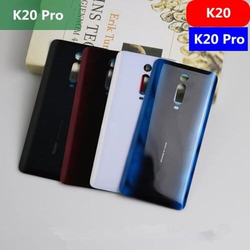 Rear Housing For Xiaomi Redmi K20 Pro / K20 Glass Back Cover Repair Replace Phone Battery Door Case + Logo Sticker