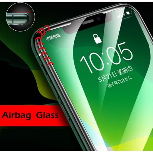 Airbag Edge Tempered glass on For iPhone 11 12 Pro Max Screen Protector Glass For iPhone X XR XS Max 7 8 Plus 11 Pro Max Film