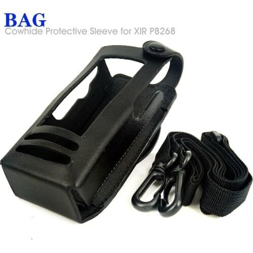Cowhide Leather Protective Sleeve Bag Case for Motorola XIR P8268 P8260 P6600 P6620 Walkie Talkie Two Way Radio