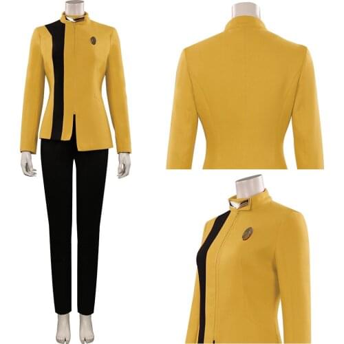 Star Cosplay Trek S4 Yellow Women Uniform Outfits Halloween Carnival Top Pants Suit
