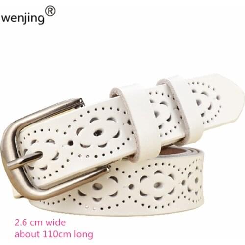 Women fashion leather belt with Hollow pin buckle cowhide genuine leather belt