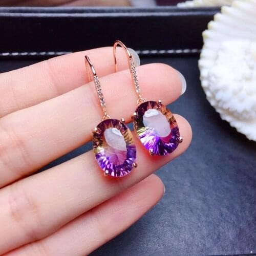 BABYLLNT New 925 Sterling Silver Earrings Colorful Gemstone Amethyst 18k Gold Earrings For Women Charm Jewelry Gift
