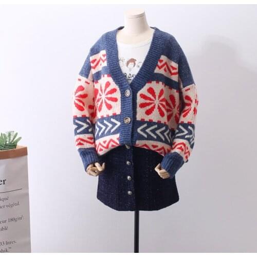 2018 Spring New Pattern Suit-dress Cardigan Sweater Woman Thickening Loose Snow Easy Student Knitting Unlined Upper Garment