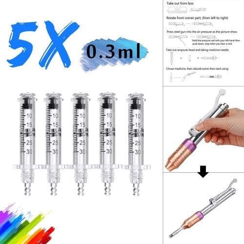 5Pcs 0.3ml Ampoule Heads + 1Pc Taking Medicine Needle for Hyaluron Pen Multi Shot Accessory Attachment