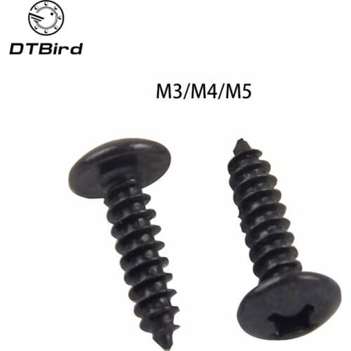 50/100pcs M3/M4/M5 Cross Mushroom Head Black Carbon Steel Phillips Head Self-tapping Electronic Small Wood Screws