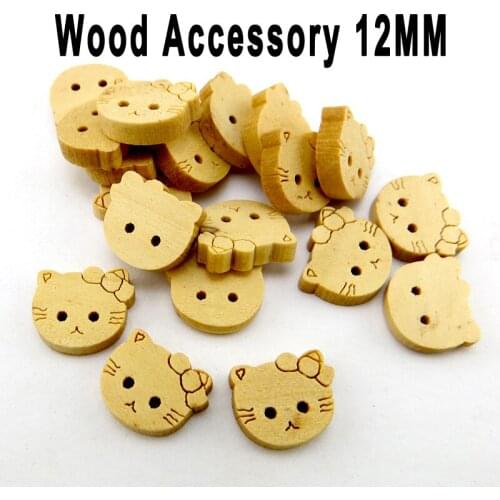50PCS 12MM Wood Cat Button Fits Cartoons Animal Buttons Coat Boots Sewing Clothes Accessories WCB-199