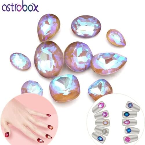 50pcs/ Pack Multi Shape 4435094 Greige Nail Rhinestones Flat Mocha Colorful Crystal Glass Gems For 3D Nail Art Decorations