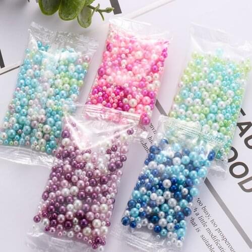 500PCS/bag 2.5-5mm Mix Rainbow Color Round UV Resin Imitation Pearl Beads No Hole Loose Beads DIY Jewelry Necklace