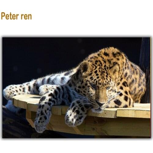 Peter ren Diamond painting Diamante Pictures of rhinestones Round\Square drill Mosaic Full Canvas for embroidery "Leopard squ"