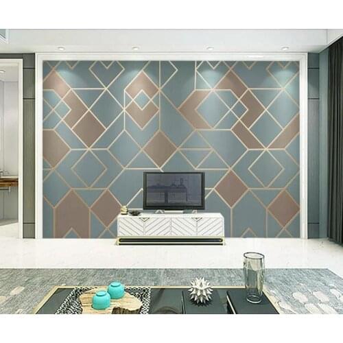 Customized large-scale 3D mural wallpaper abstract geometric gold lines modern simple luxury light luxury background wall