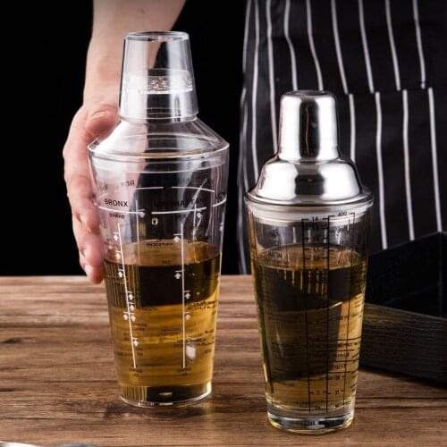 Bar wine glass Transparent Scale Cocktail 400ML Stainless Bar Bottle Tools Shaker Glass WY72010