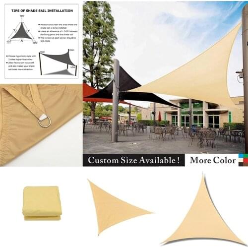 Beige Triangular Waterproof Oxford Shade Sail Terrace Canopy Swimming Sun Shade Outdoor Camping Sail Awnings