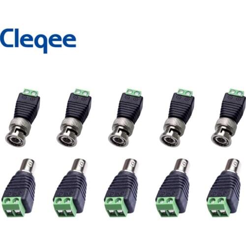 BNC Male Female Balun Connector Plug gold-plated pin for CCTV Security Camera Led Strip Cable Wire Ends Barrel Adapter