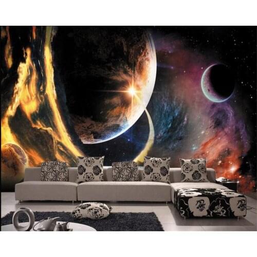 Beibehang Large Dream Decorative Wallpaper Cosmic Planet Outer Space Star TV Background Wall papel de parede 3d wallpaper tapety