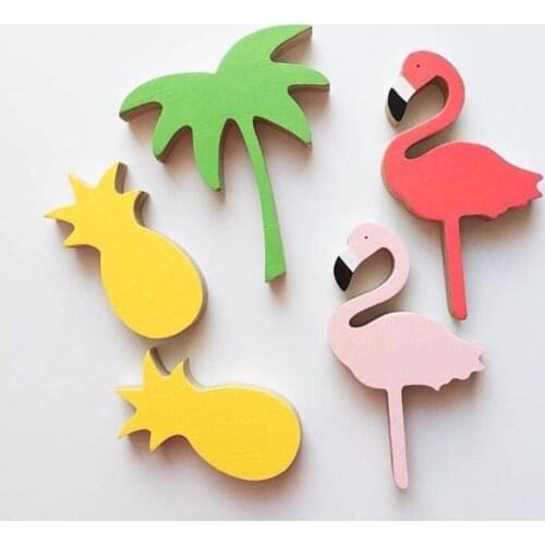 1PC Baby Child Kids Room Wooden Wall Hooks Decorative Door Holder Hanger Organizer For Kitchen Key Clothes Store Flamingo MH 003