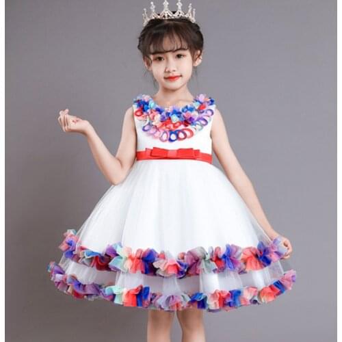 Kids Summer Dress For Girls Birthday Ball Gown Colorful Flower Girl Wedding Party Dress Children Evening Dresses Infant Vestidos