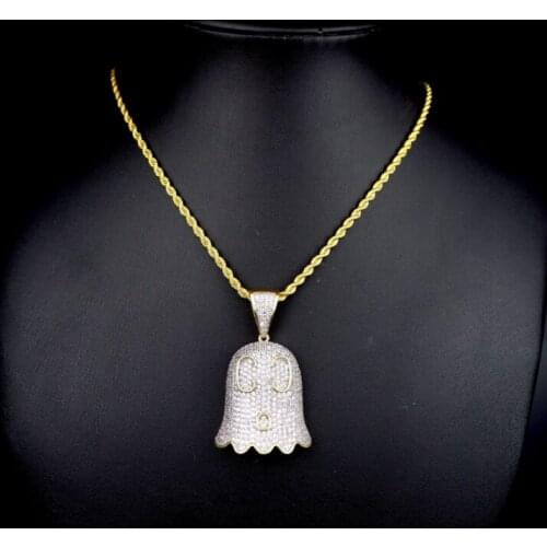 European and American expression bronze micro-zircon-inlaid hip-hop mens necklace jewelry pendant electroplating two-color fash