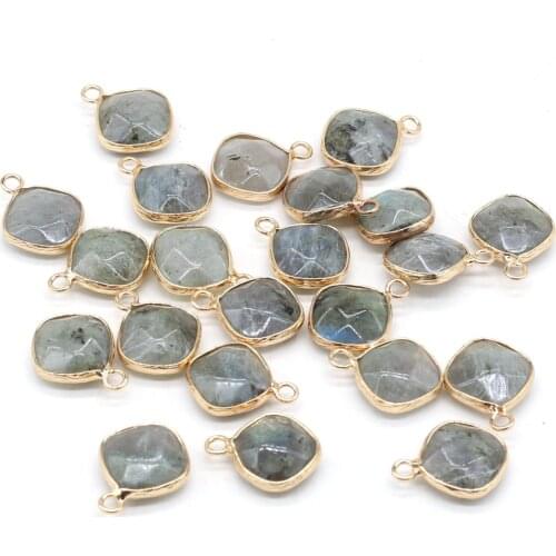 Flash Labradorit Natural Pendant Semi-precious Stones Irregular Gilt Edge Faceted for Jewelry Making DIY Necklace Accessorie 1PC