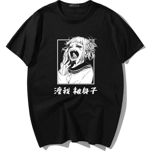 Harajuku My Hero Academia Anime Punk T Shirt Men Bakugou Katsuki Himiko Toga Hip hop Mens Tops Loose Tee Casual T-shirts Male