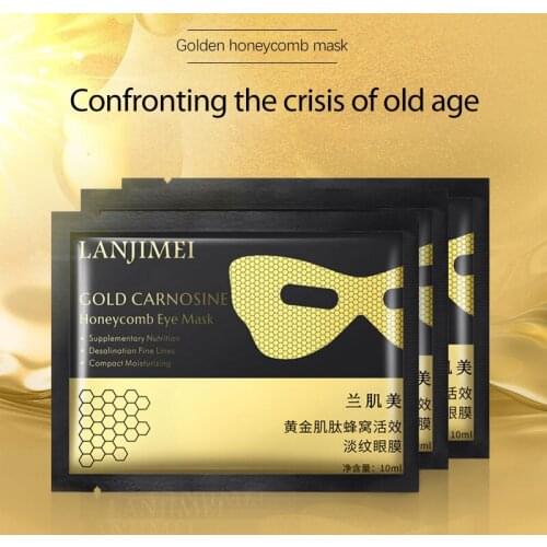 Lanhadamei Eye Mask 10pcs Carnosine Honeycomb Eye Patches Circle Anti Wrinkle Collagen Under Eye Sleeping Mask Skin Care