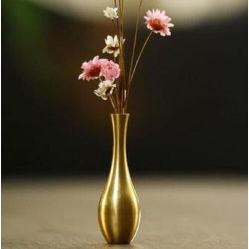 Pure Copper Mini Small Vase Decoration Desktop Copper Vase Decoration Creative Antique Metal Living Room Flower Arrangement