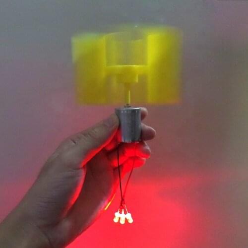 Mini Wind Turbine Generator Mini Motor with Blade LED DIY Kit N02 19 Dropship Alternative Energy Generator Vertical Physical Pow