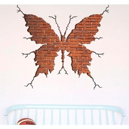 Candiway 3D cracked Butterfly Wall Sticker Room Home Decor Nursery Wall Decal Poster Deco poster Home Decoration 60*60cm NE118