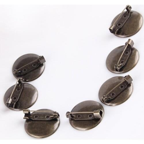 20pcs/lot 25/30mm Antique Bronze Plated Blank Metal Thickening Safety Pins Brooch Base Empty Settings for Jewlery Making DIY