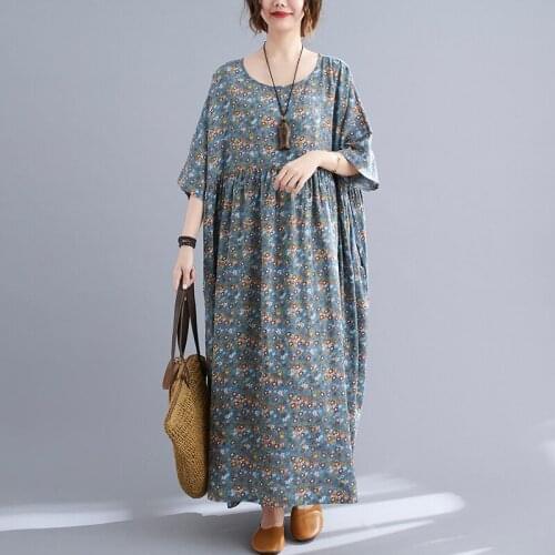 ARCSINX Summer Dress Woman For Large Size 4XL 5XL 6XL Floral Oversiz Dresses Women Chic Casual Cotton Sundresses Female 7XL 8XL