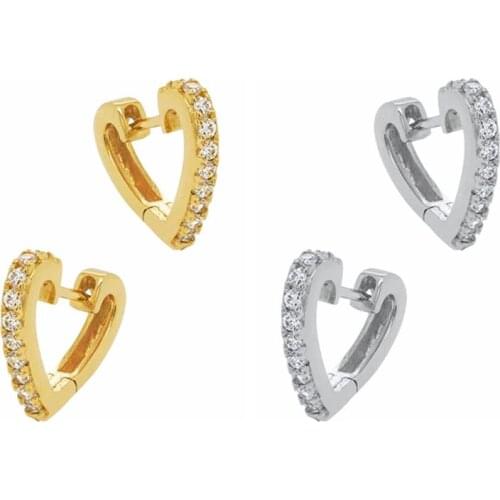 925 Sterling Silver Ear Buckle Micro inlay CZ Heart Hoop Huggies Piercing Pendientes Luxury Fashion Jewelry 2021 Rock Punk Loop